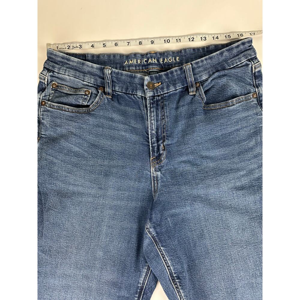 American Eagle Size 16 Short Curvy Straight Jeans Medium Wash Stretch 34x27 - Picture 3 of 9